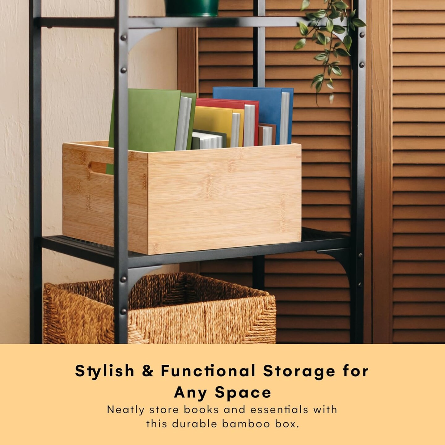 Bamboo Storage Box - Wood Crate - Bamboo Box Storage for Kitchen, Living Room, Office - Arts &#x26; Crafts Container Caddy Basket - Home Decor &#x26; Organization Accessories 14&#x22;L x 11&#x22;W x 6&#x22;H