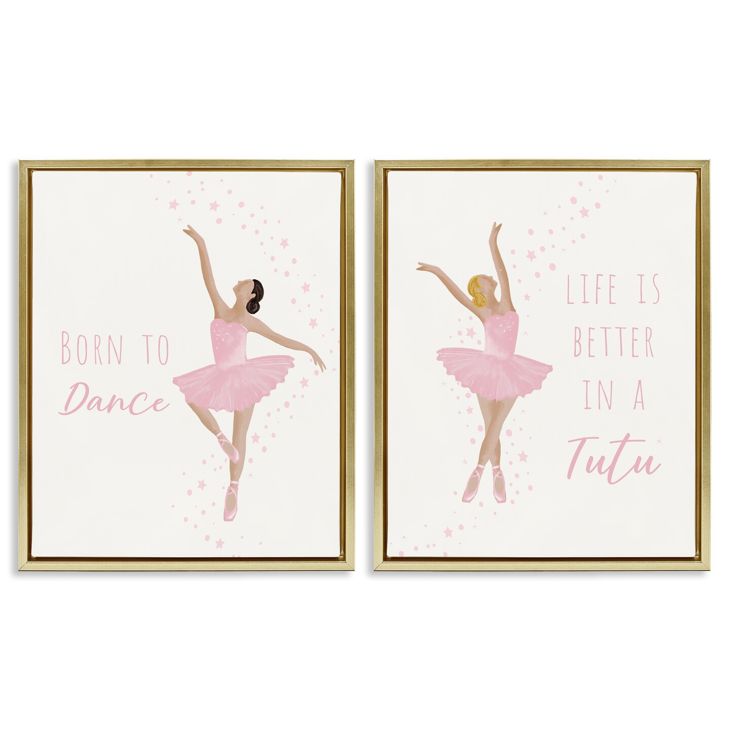 Stupell Industries Inspiring Ballerina Sentiments 2pc Floating Frame Set Design by Chen Alyesh