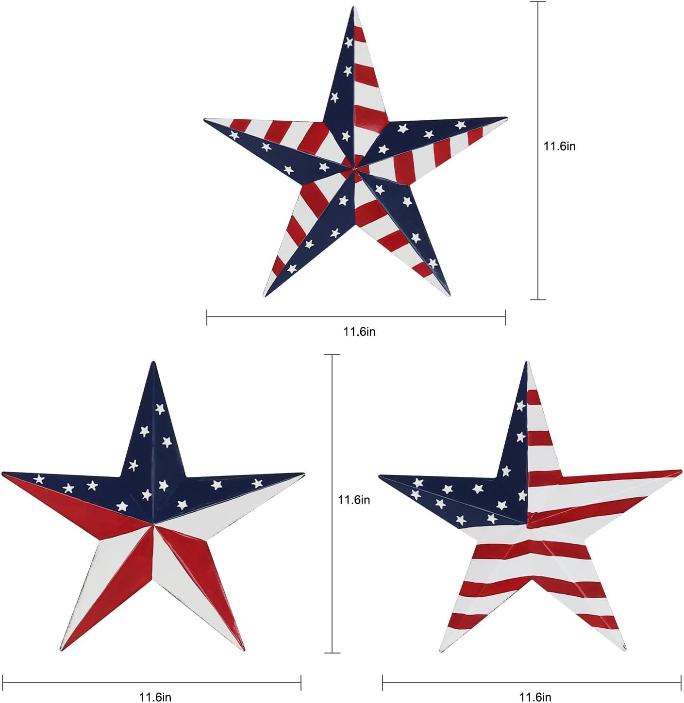 3 PCS Metal Star 4th of July Decorations Outdoor