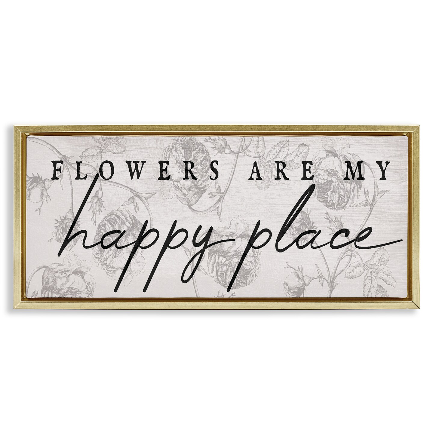 Stupell Industries Flowers Are Happy Place Floating Frame Design by Lil ...