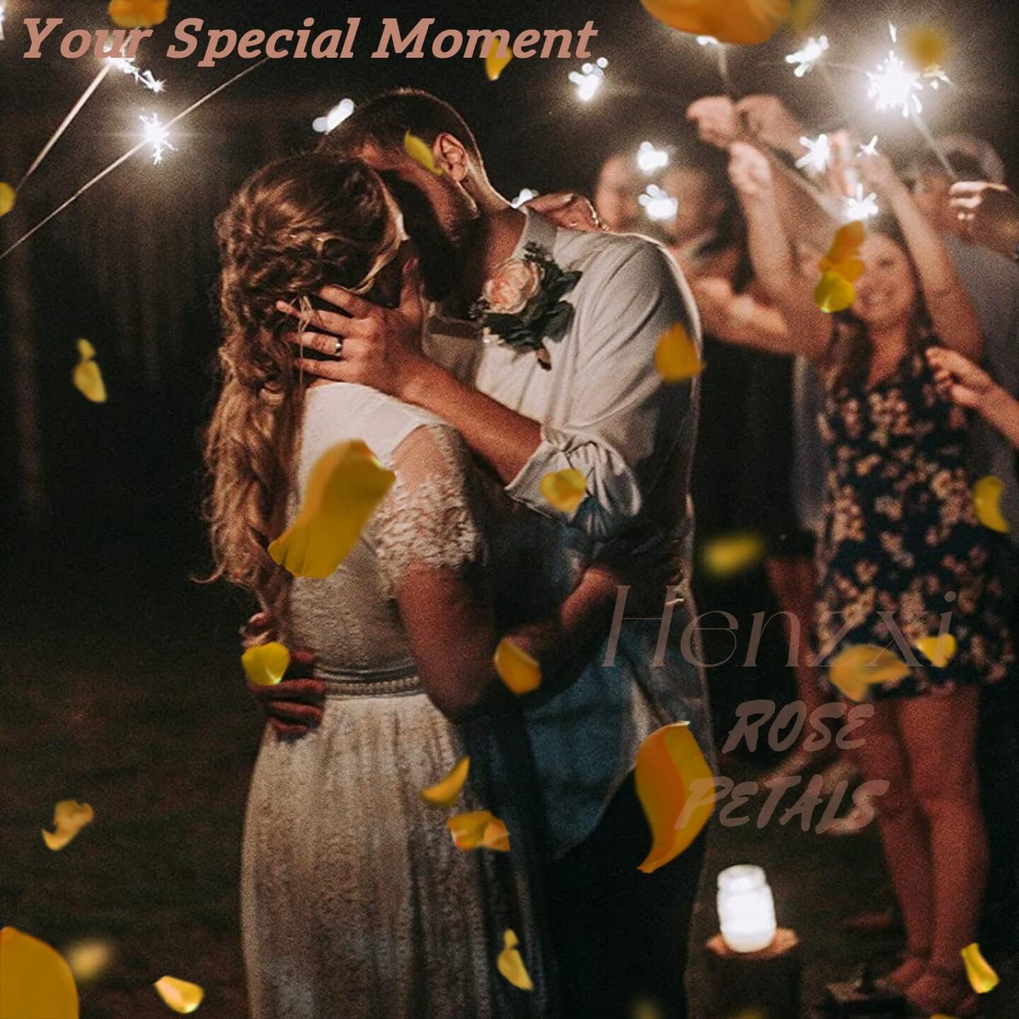 1000 Pcs Royal Yellow Rose Petals, Artificial Flower Petals, for Romantic Night, Wedding, Event, Party, Valentine Decor