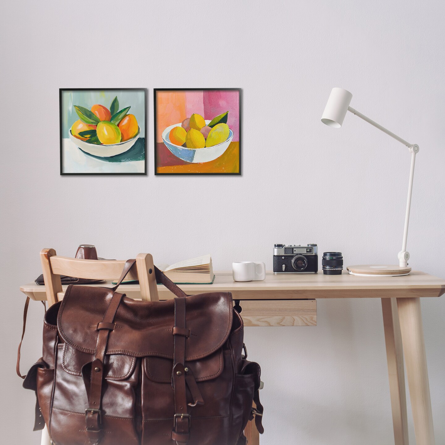 Stupell Industries Fresh Fruits in Bowl 2pc Framed Giclee Set Design by Walker Noble