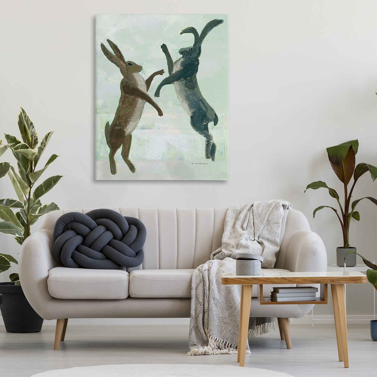 Stupell Industries Rustic Boxing Hares Canvas Design by Kay Widdowson