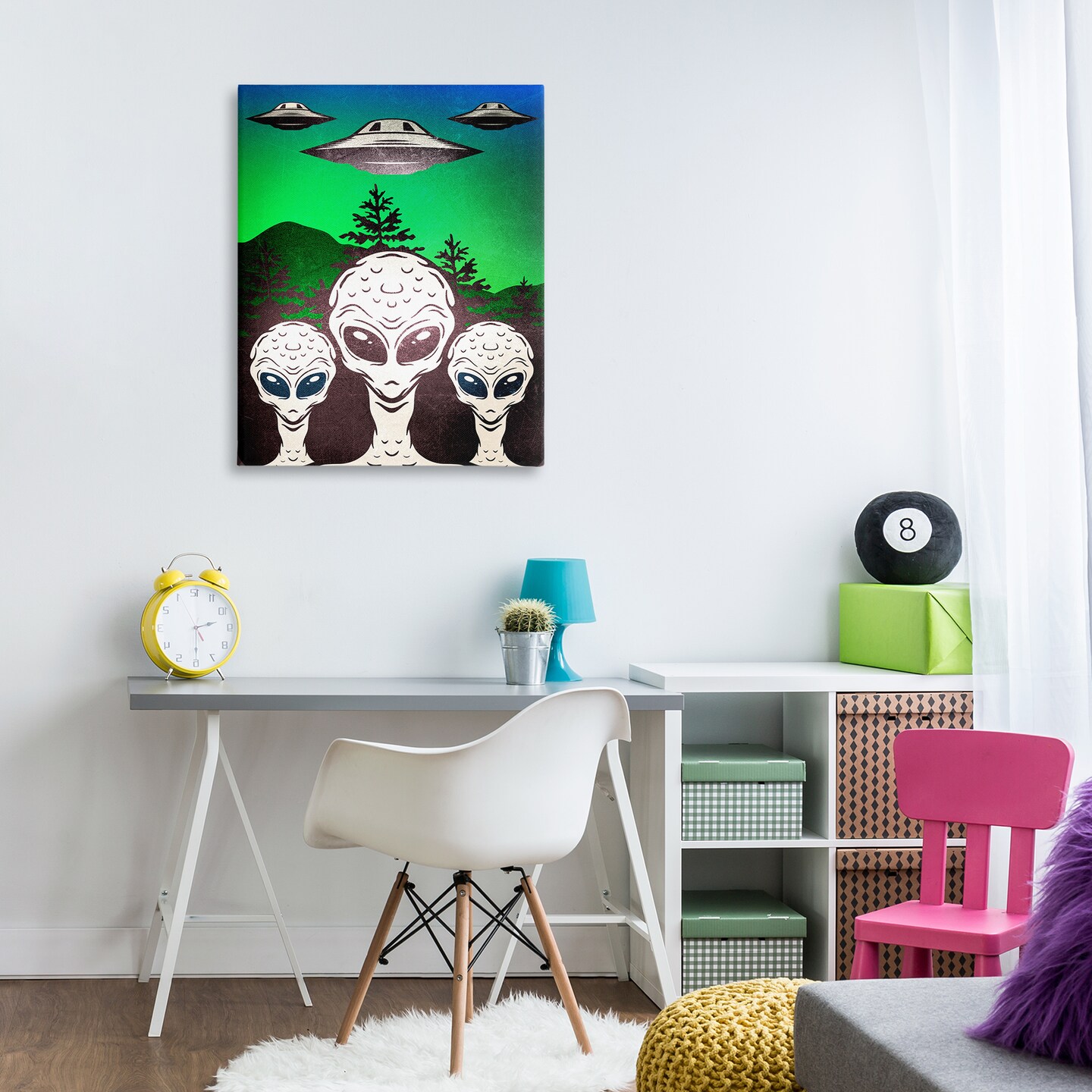 Stupell Industries Vintage Aliens &#x26; UFO Canvas Design by Kim Allen