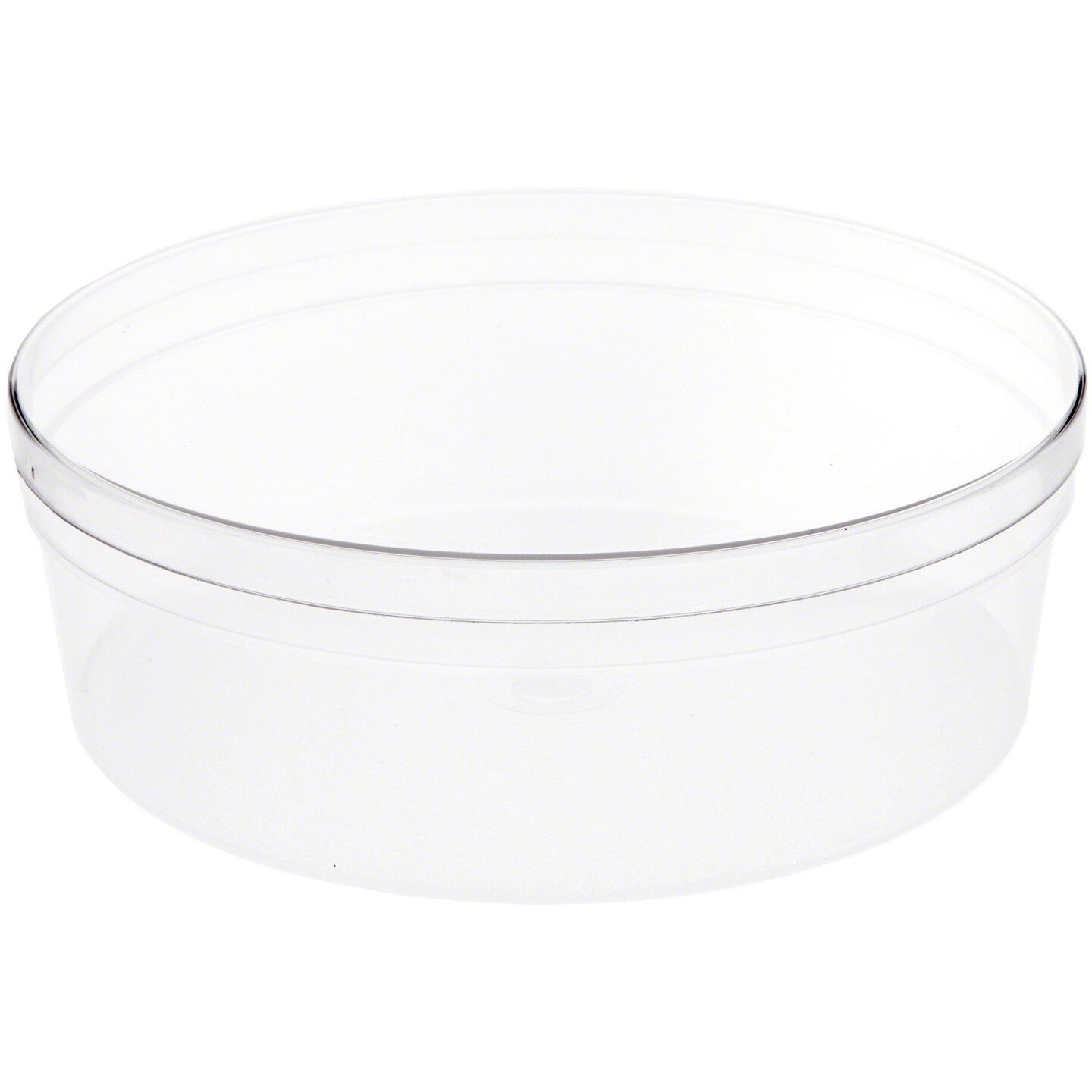 Pioneer Plastics 183C Clear Round Plastic Container with Frosted Bottom, 6.875&#x22; W x 2.625&#x22; H