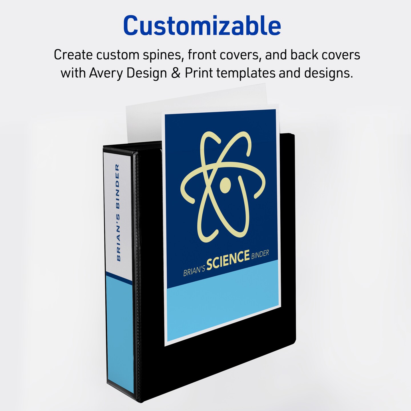 Avery Durable View 3 Ring Binder, 2 Inch Slant Rings, 530-Sheet Capacity, DuraHinge, 2.8 Inch Wide Spine, Customizable Clear Cover and Spine, 1 White Binder (17032)