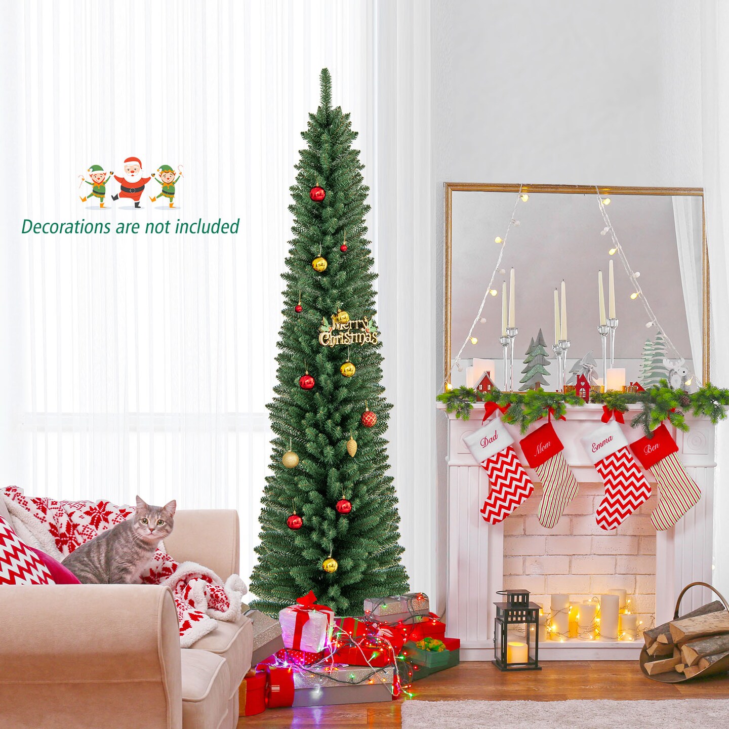 Pencil Christmas Tree with Memory Wire Branch Tips and Upgraded Metal Stand