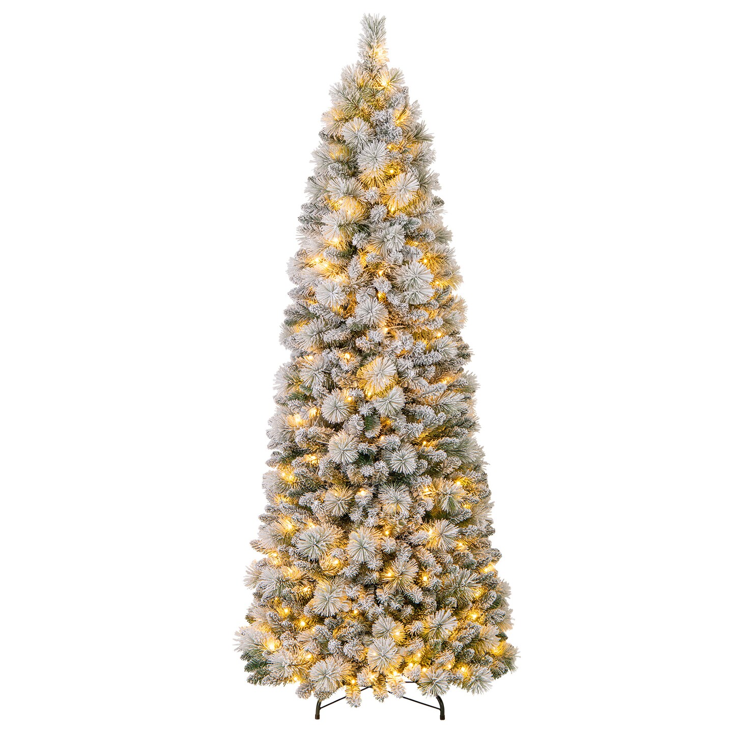 Flocked Christmas Tree with Pine Needles and LED Lights