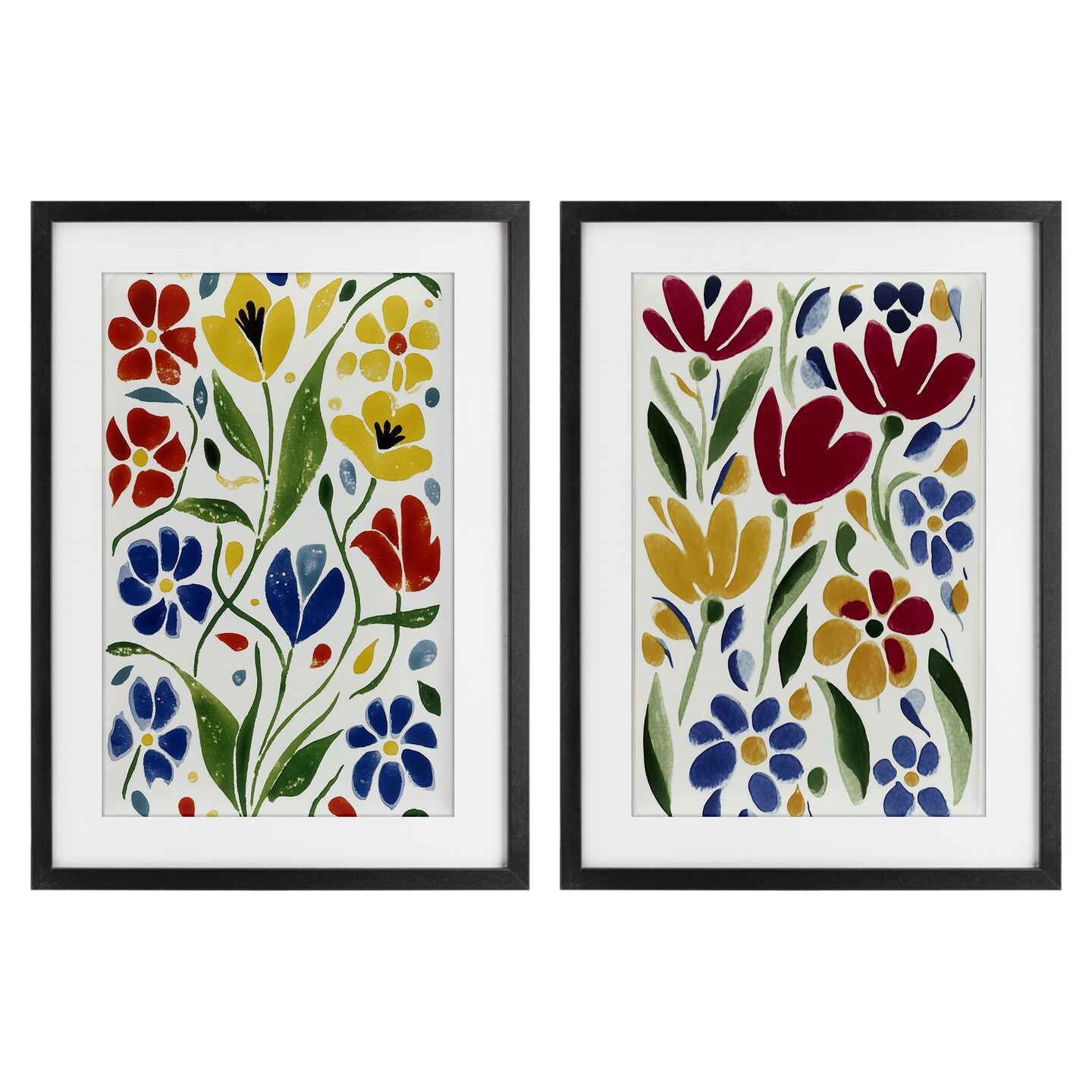 Stupell Industries Scandinavian Wild Flowers 2pc Framed Print Under Glass Set, design by Annabelle Hall