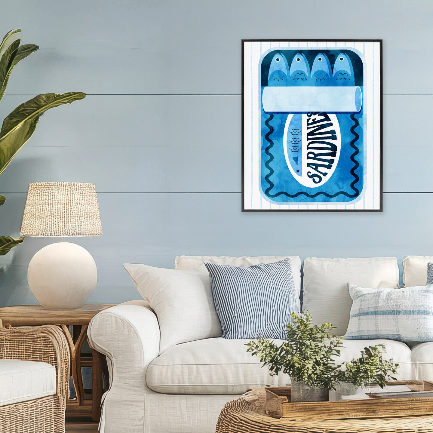 Stupell Industries Blue Canned Sardines Framed Giclee, design by Lil' Rue