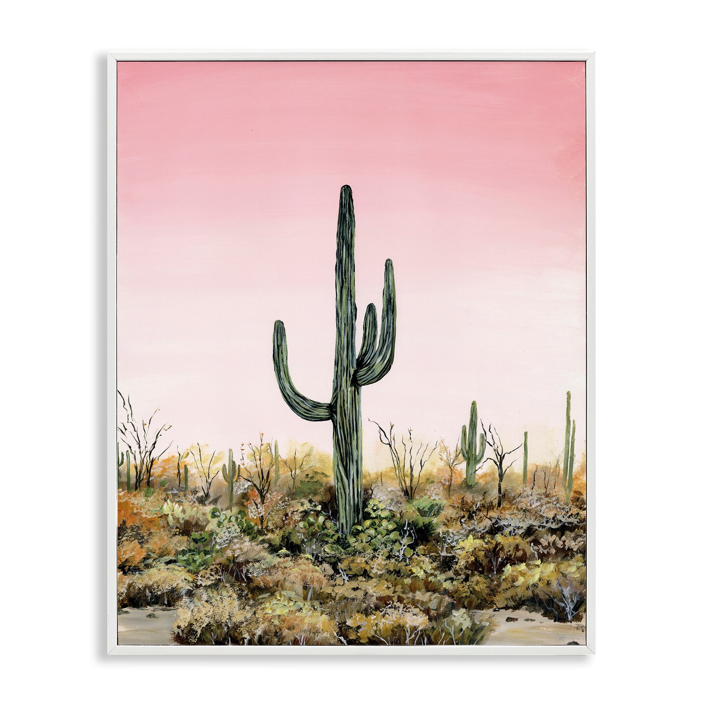 Stupell Industries Saguaro Glow Cactus Framed Giclee, design by Georgie Harrison