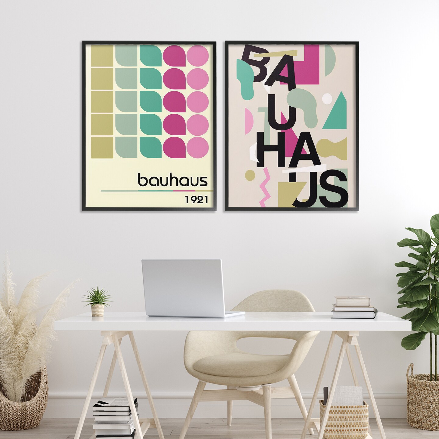 Stupell Industries Vintage 1921 Bauhaus Design 2pc Framed Giclee Set, design by Annabelle Hall