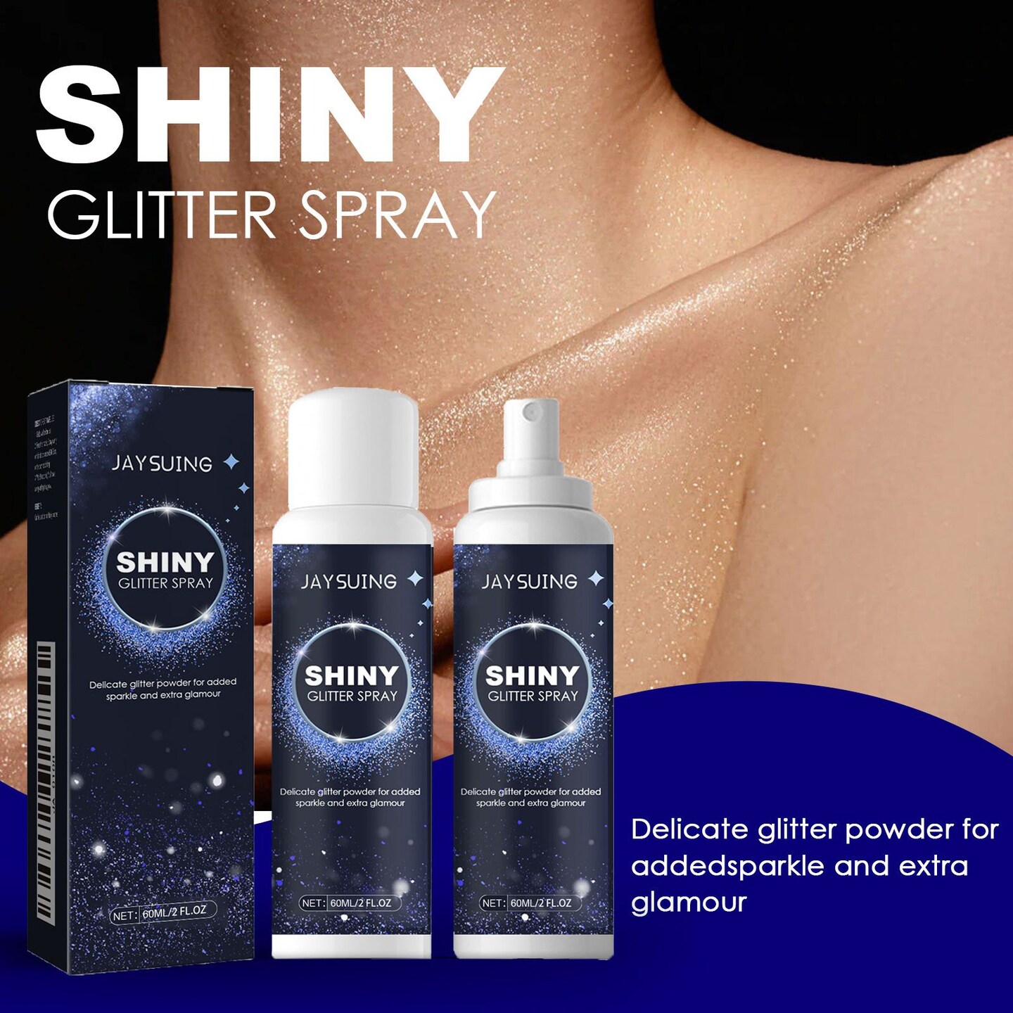 Jaysuing Brightening Glitter Spray Collarbone Hair Halloween Party Nightclub Dress Film Highlighter Spray Powder
