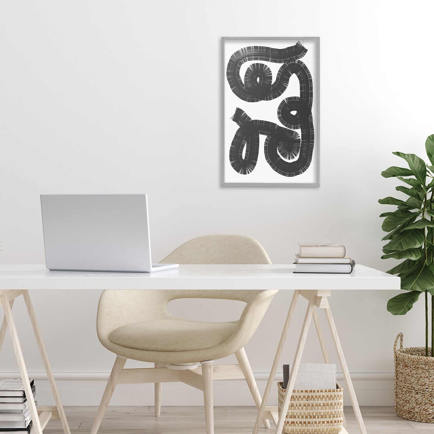 Stupell Industries Black And White Spiral Framed Giclee, design by Anna Lischenko