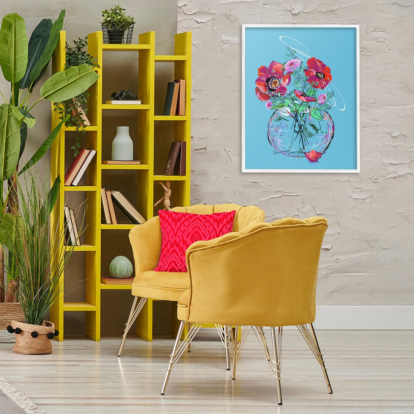 Stupell Industries Vivid Poppies in Clear Vase Framed Giclee, design by Susan Lugar