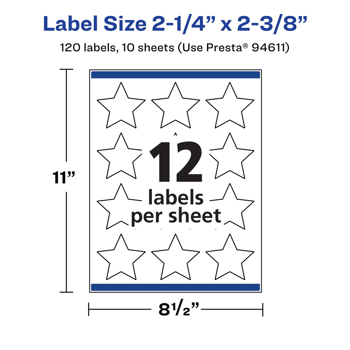Avery Durable Waterproof Star Labels with Sure Feed, 2-1/4" x 2-3/8"
