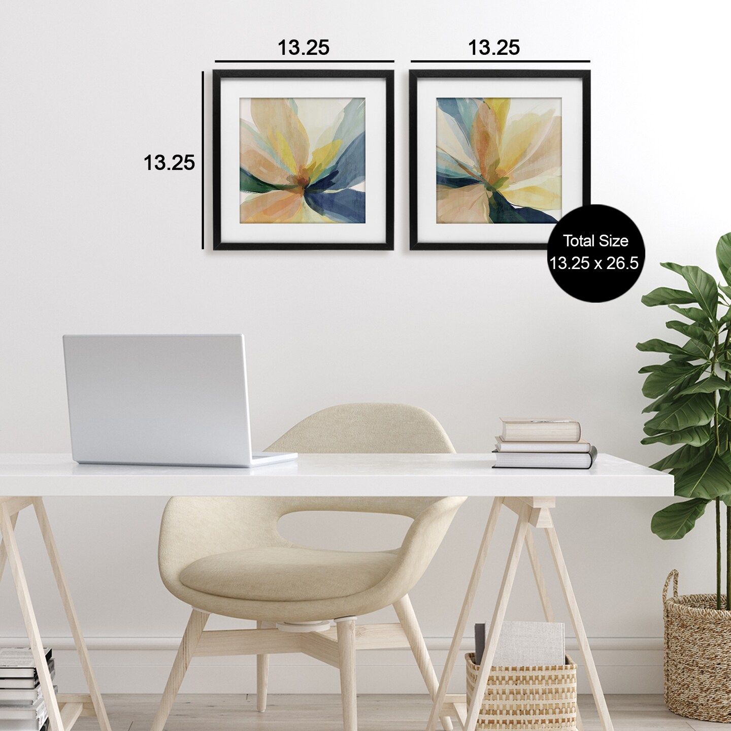 Stupell Industries Abstract Sunshine Florals 2pc Framed Print Under Glass Set, design by Irena Orlov