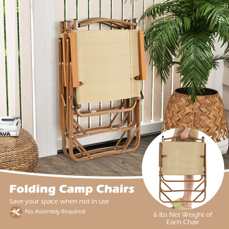 Set of 2 Folding Camp Chairs Lightweight for Beach and Camping