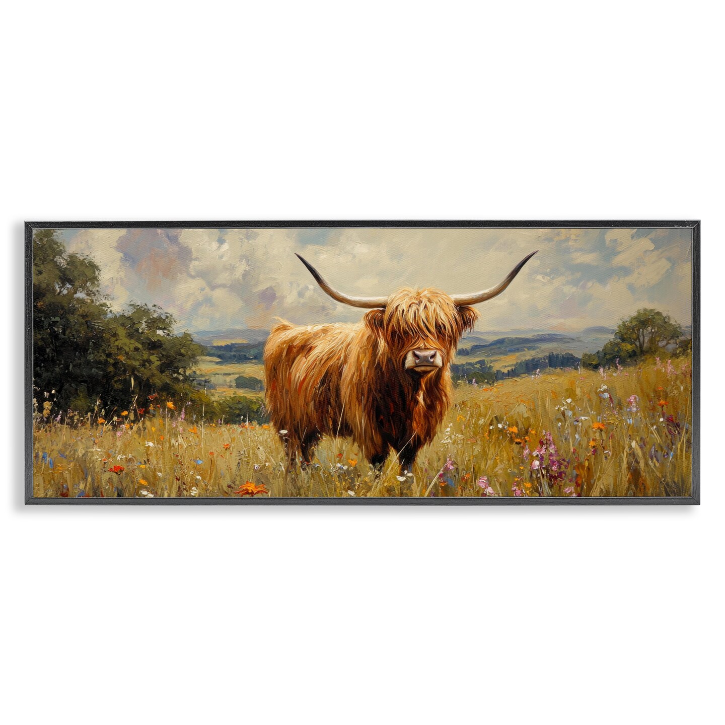 Stupell Industries Highland Cow In Sunshine Framed Giclee, design by Petal Prints Design
