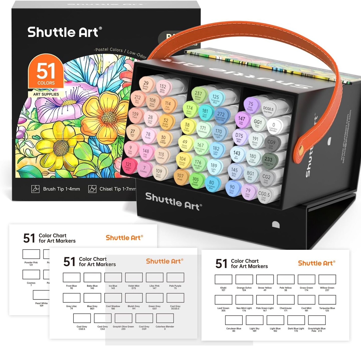 50 Colors plus 1 Blender Marker Pens with Case Perfect, Dual Tip Brush & Chisel Tip Art Marker Set