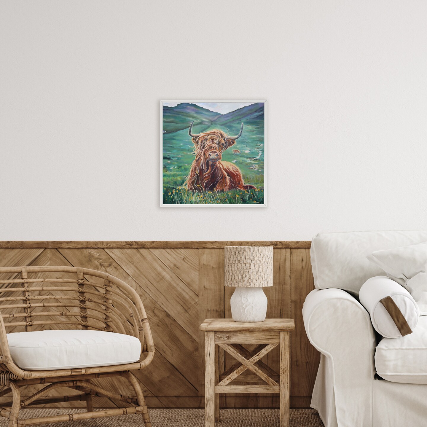 Stupell Industries Highland Cattle Windblown Framed Giclee, design by Carrie Goller