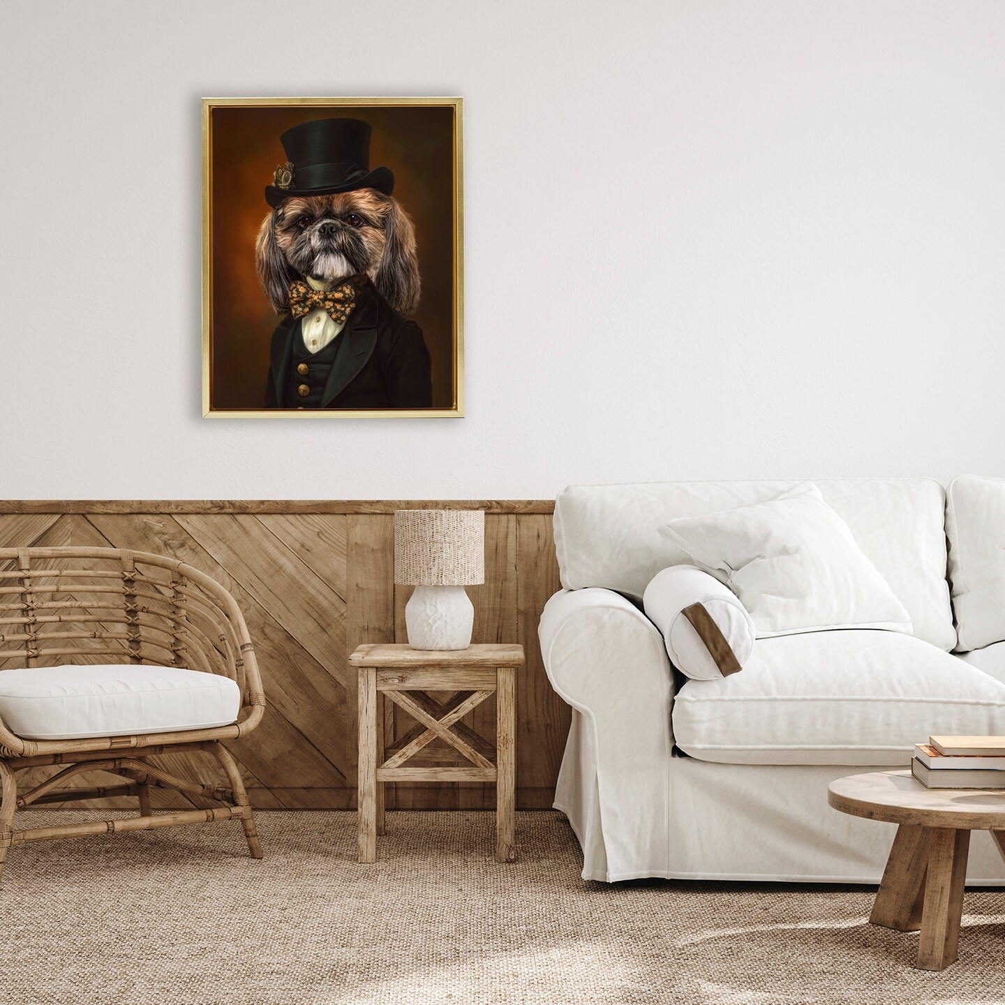Stupell Industries Aristocratic Pup Portrait Floating Frame, design by Kelley Parker
