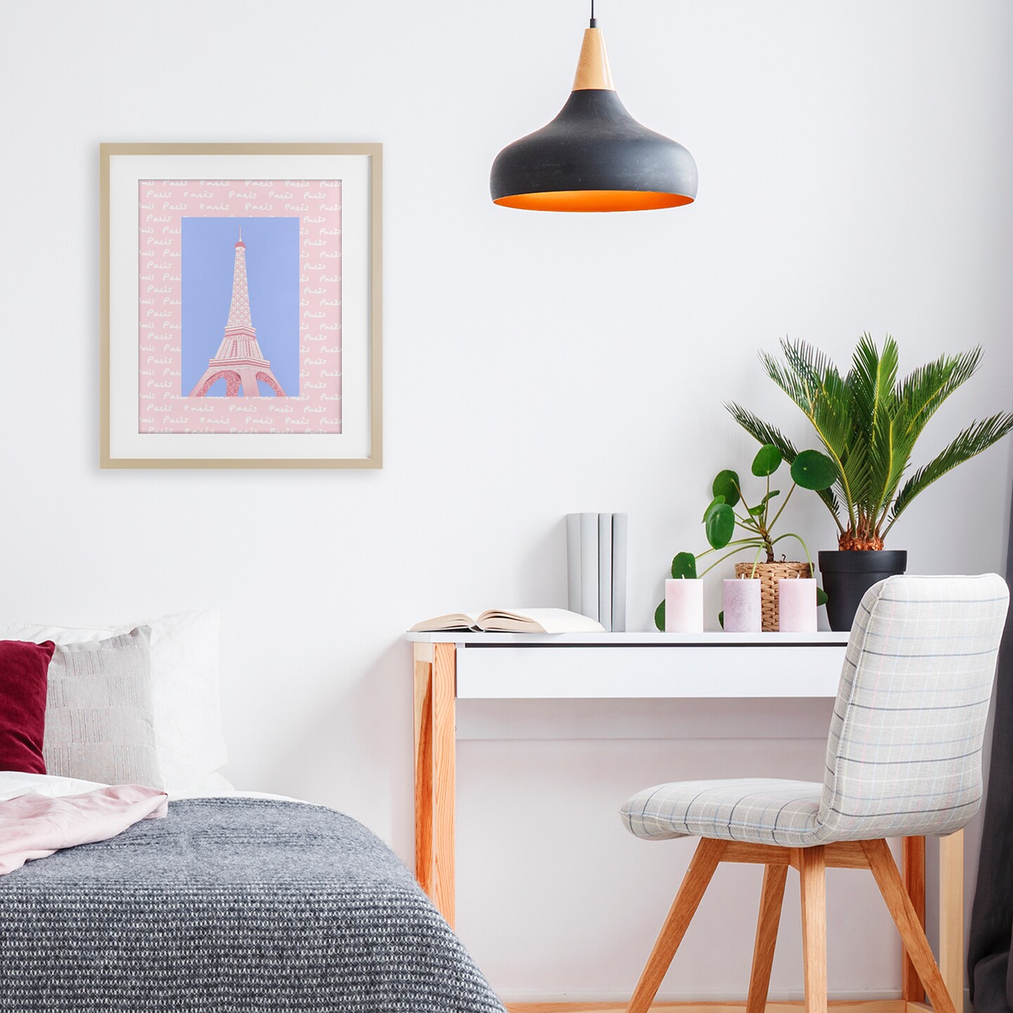 Stupell Industries Paris Pastel Eiffel Tower Framed Print Under Glass, design by Pooja Dave