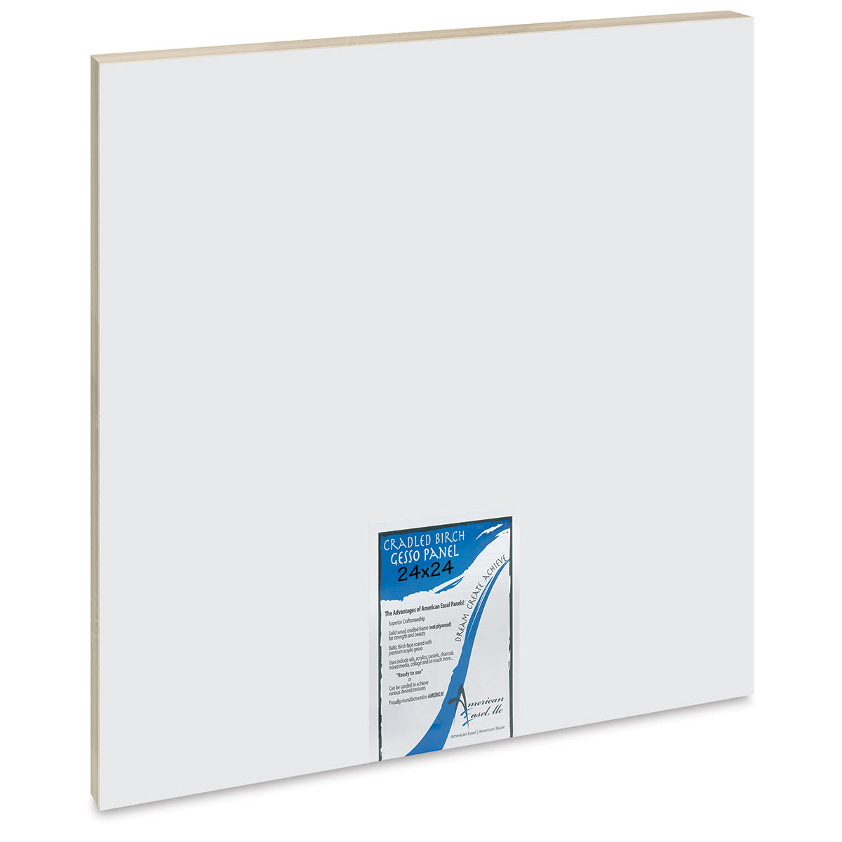 American Easel Gessoed Wood Painting Panel - 24" x 24", 7/8" Cradle