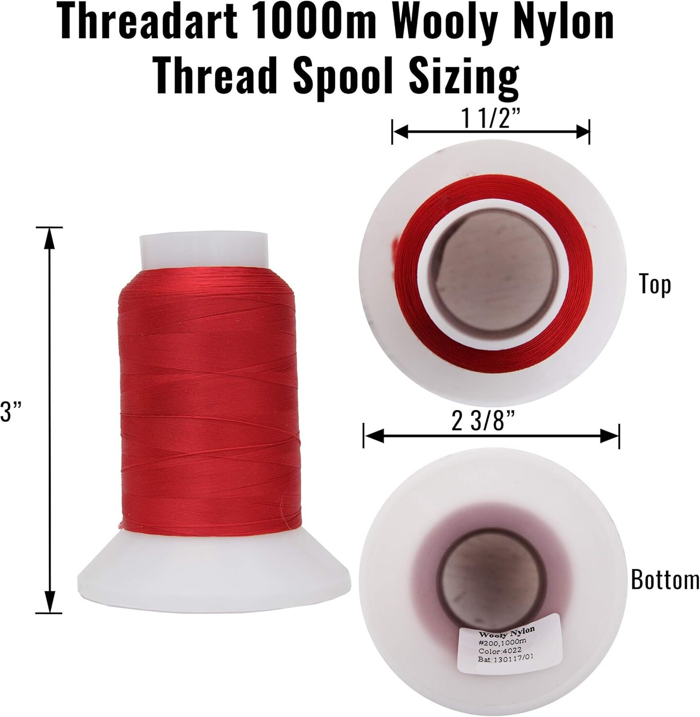 Threadart Wooly Nylon Thread - 1000m Spools - Serger Sewing Stretchy Thread - 50 Colors Available