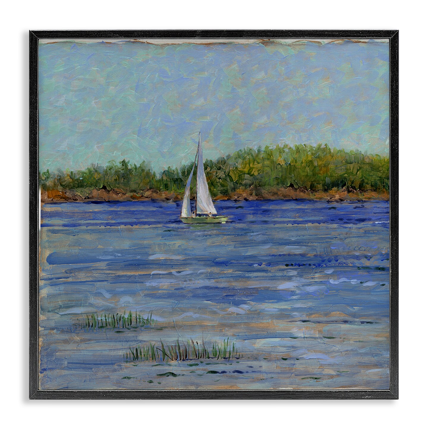 Stupell Industries Lone Sailboat Seascape Framed Giclee By Tim Coffey ...
