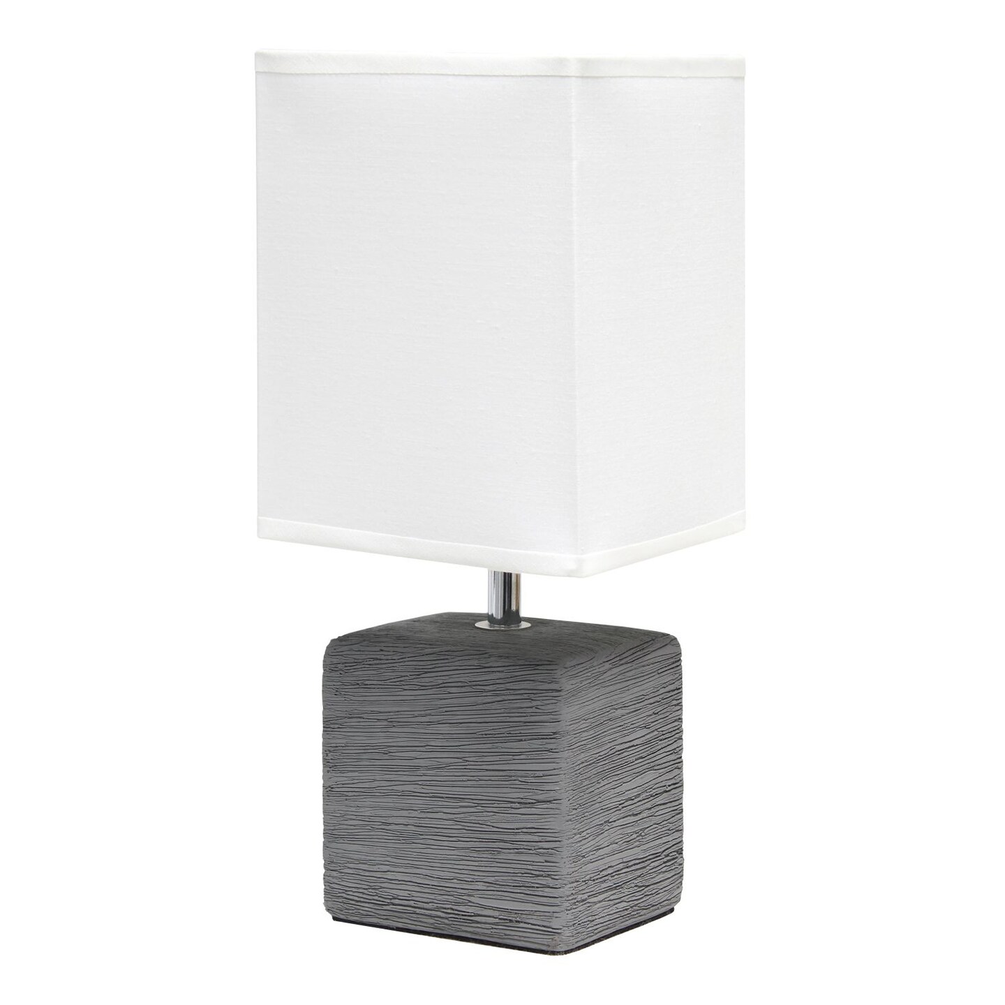 Mod Lighting and Decor Petite Stone Table Lamp with Rectangular Shade - 11.75" - Gray and White