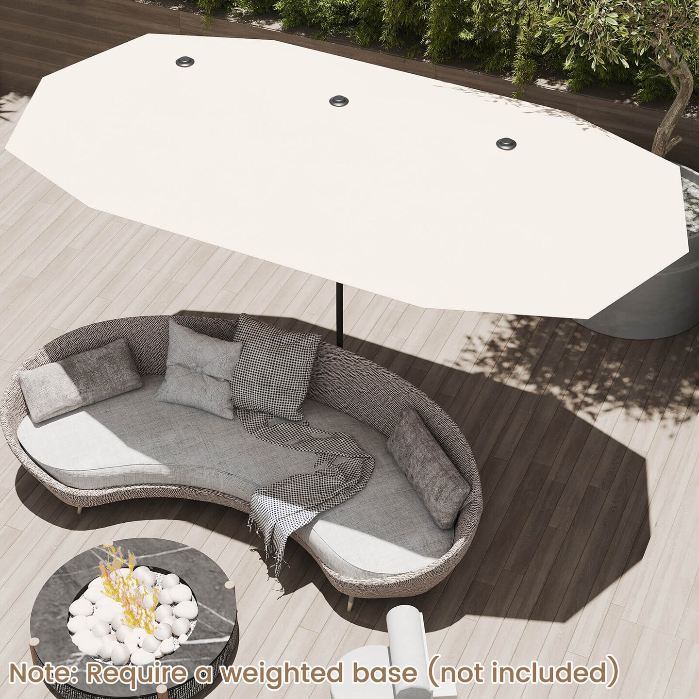 Costway 13 FT Large Patio Umbrella Outdoor Double-Sided Table Market Umbrella for Garden Beige/Brown/Gray/Navy/Orange/Wine