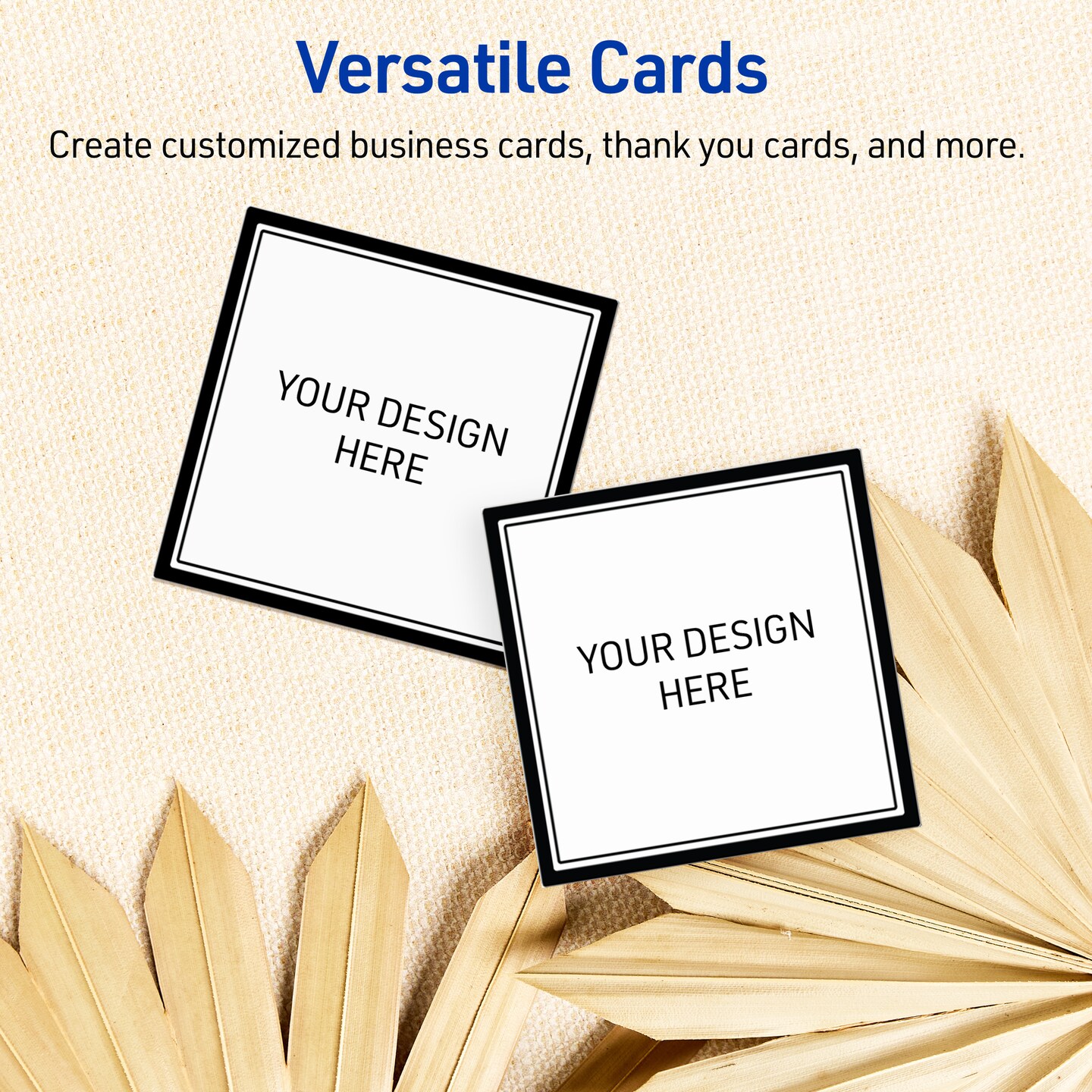 Avery Printable Square Cards, Double Black Border, 2&#x22; x 2&#x22;, Matte White Square Cards, Laser/Inkjet, 120ct, Great for Business Cards