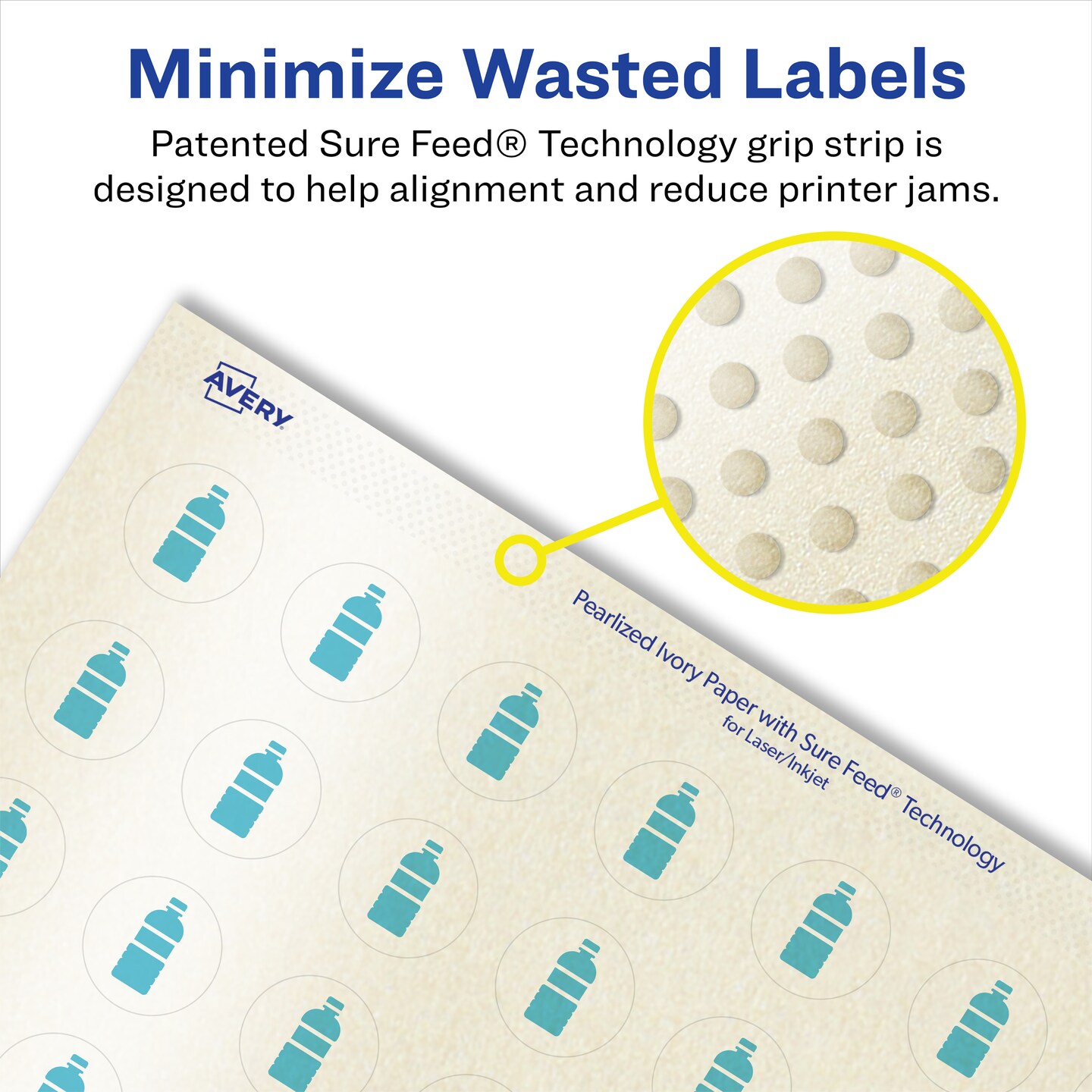 Avery Pearlized Ivory Round Labels with Sure Feed Technology, Print-to-the-Edge, .75" diameter