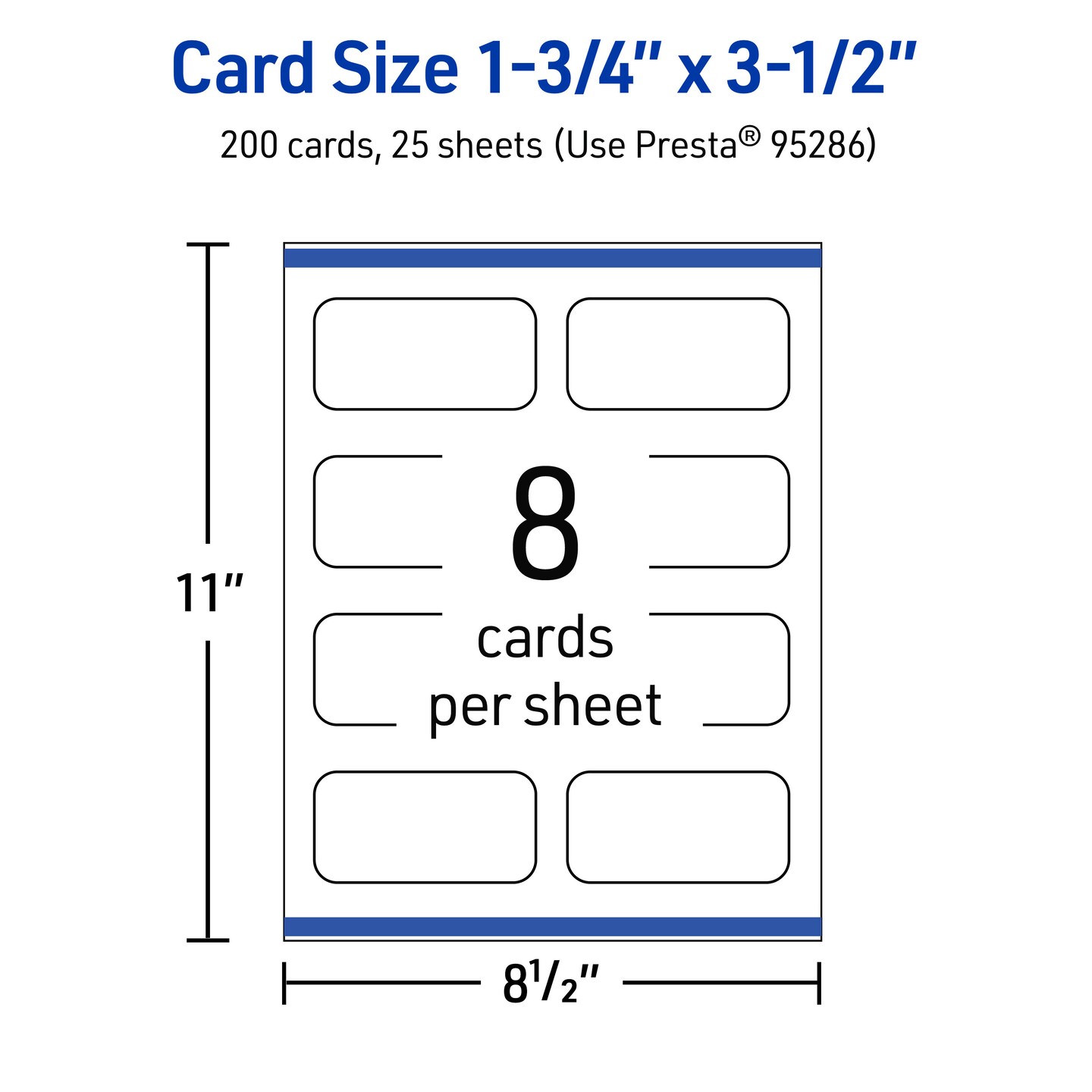 1-3/4&#x22; x 3-1/2&#x22; Rectangle Rounded Corners, Glossy White Business Cards