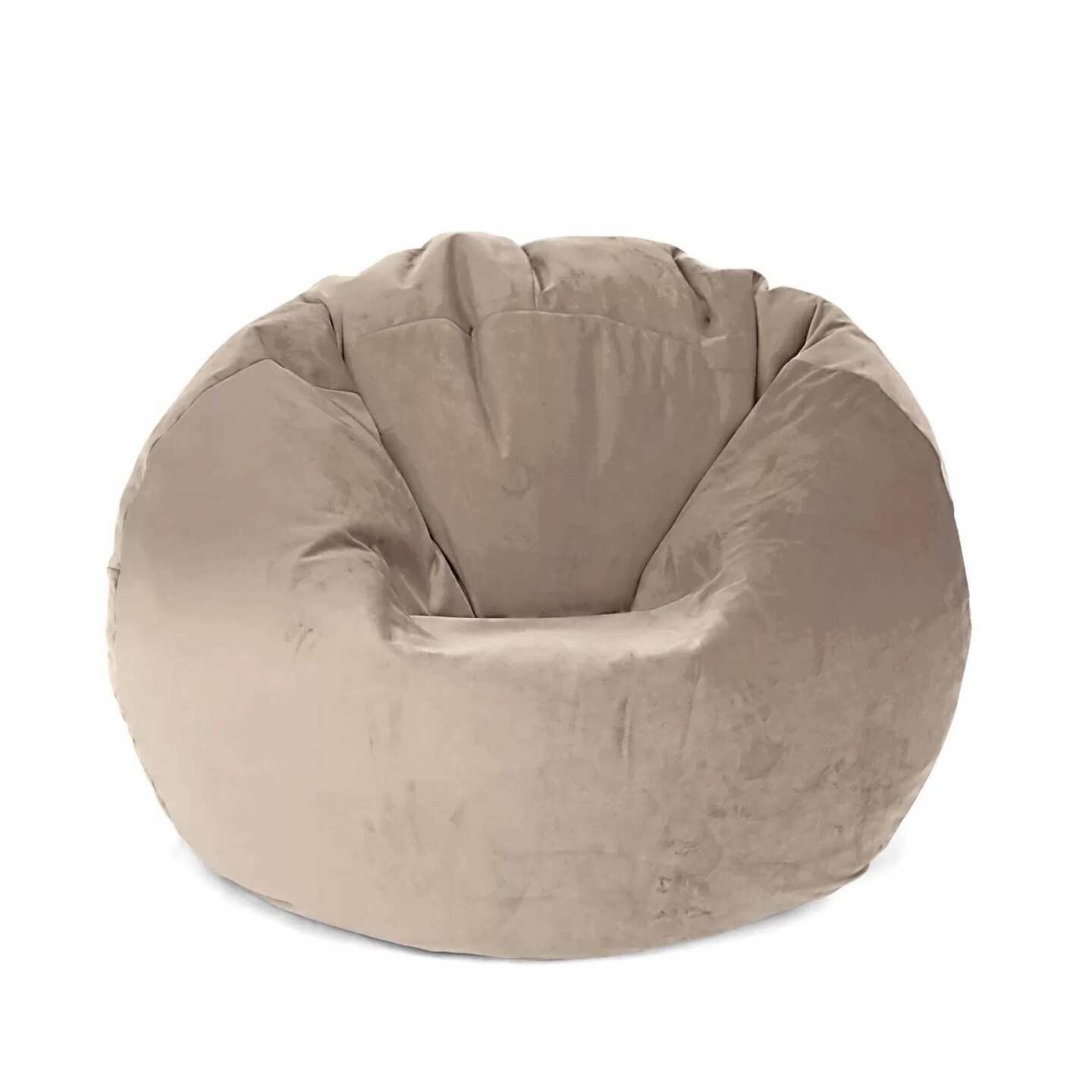 Lotus Lounge Chair Medium Round Bud Velvet Bean Bag Cover - 27.5" x 27.5" - Beige