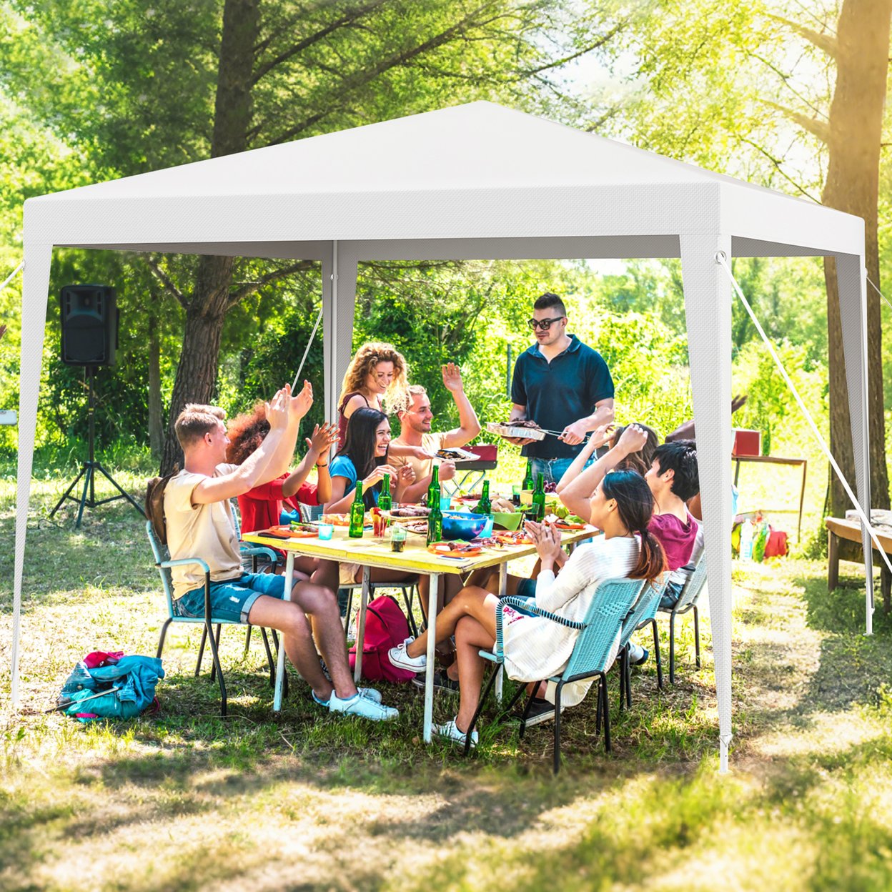 10 Ft X 10 Ft Canopy Tent Heavy Duty Gazebo Shelter White Outdoor