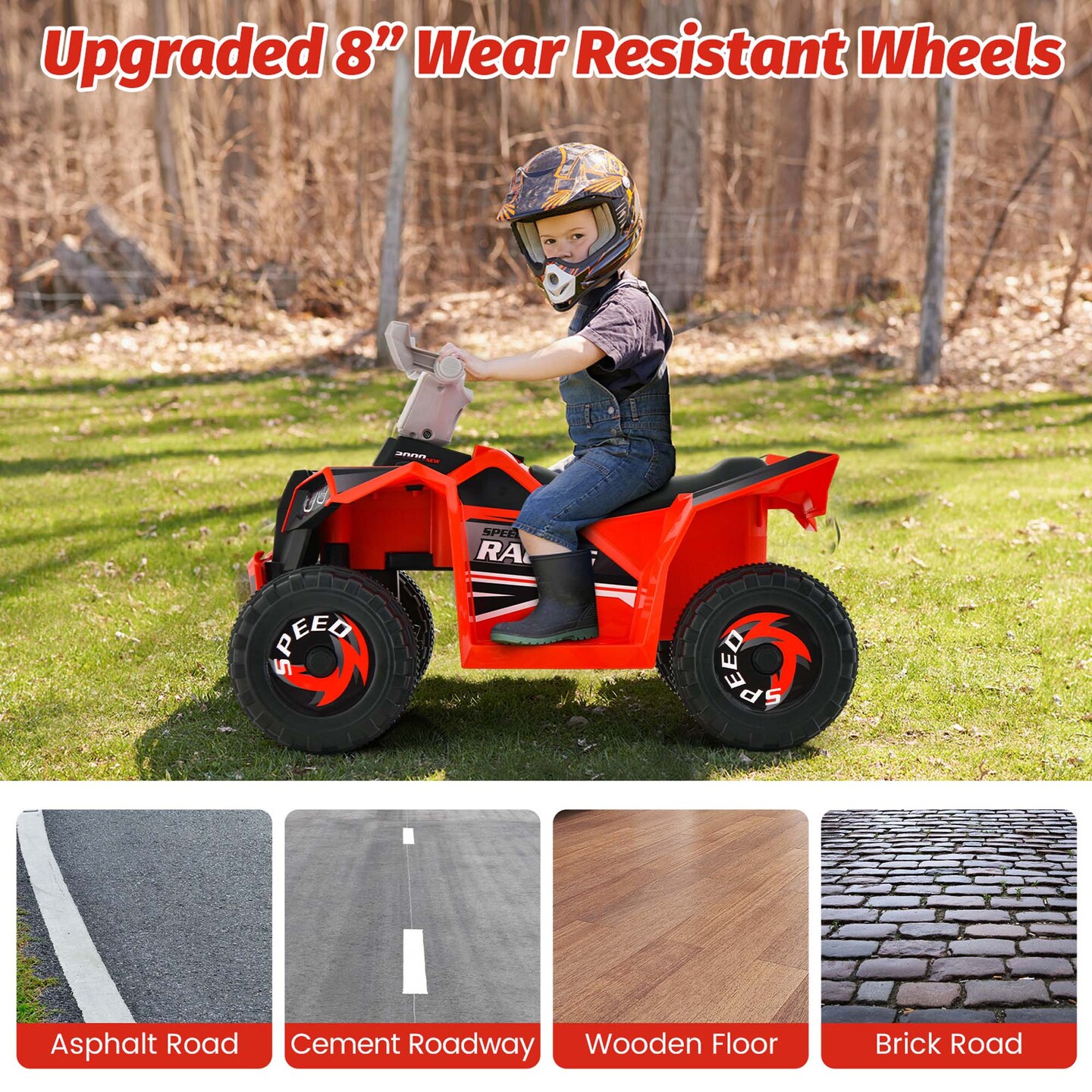 Costway Kids Ride on ATV 4 Wheeler Quad Toy Car 6V Battery Powered Motorized Toy