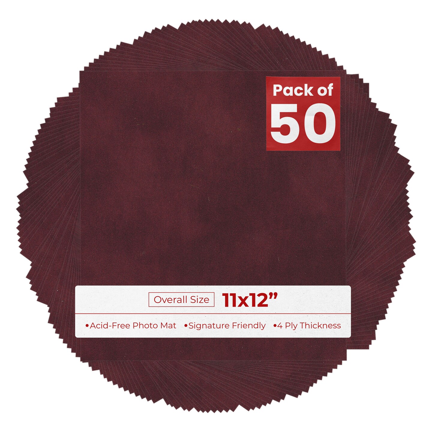 Dark Red Suede 11x12 Uncut Mat Board - Blank Sheets, No Opening
