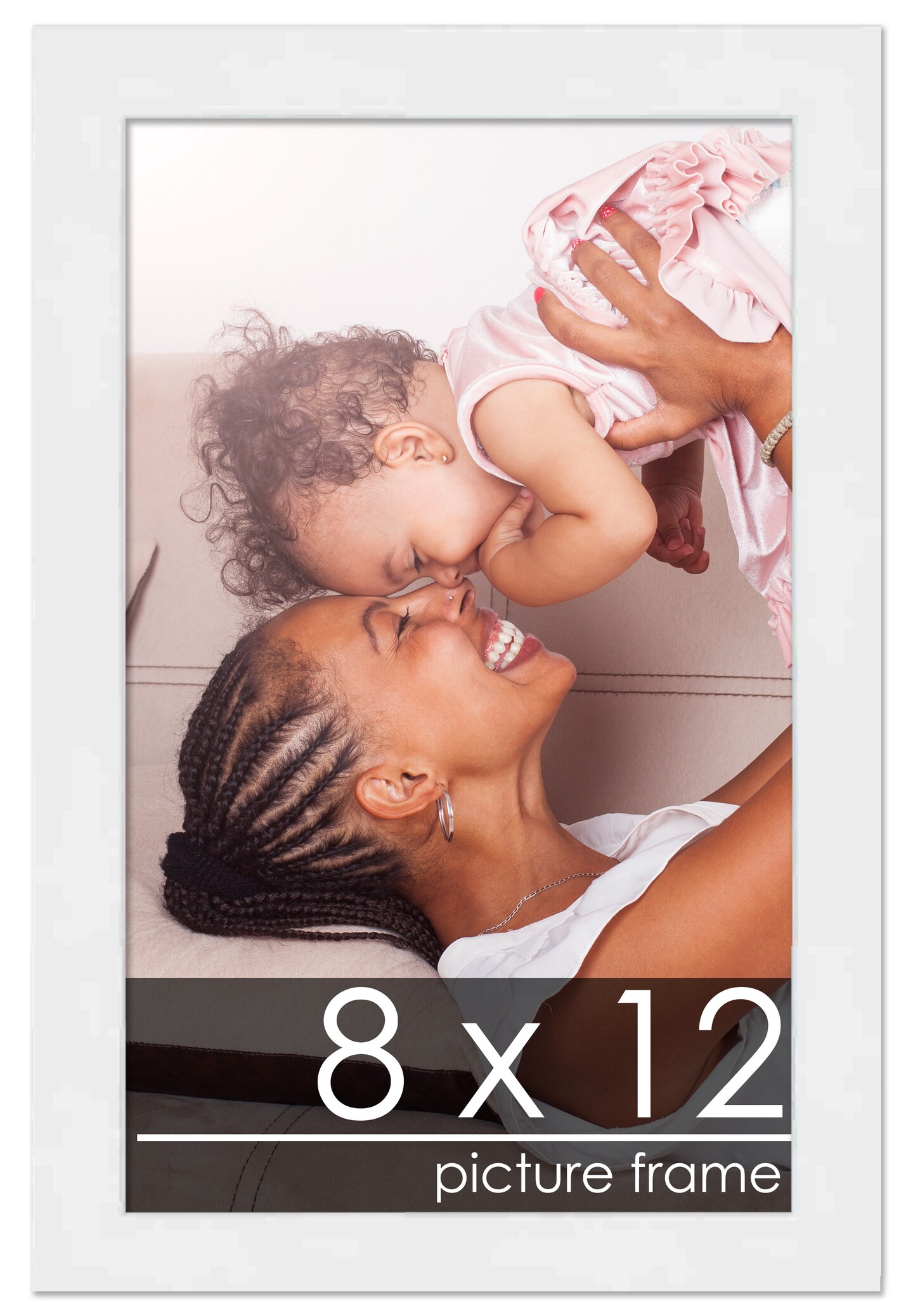 8x12 White Wood Picture Frame - UV Acrylic, Foam Board Backing, Hanging Hardware