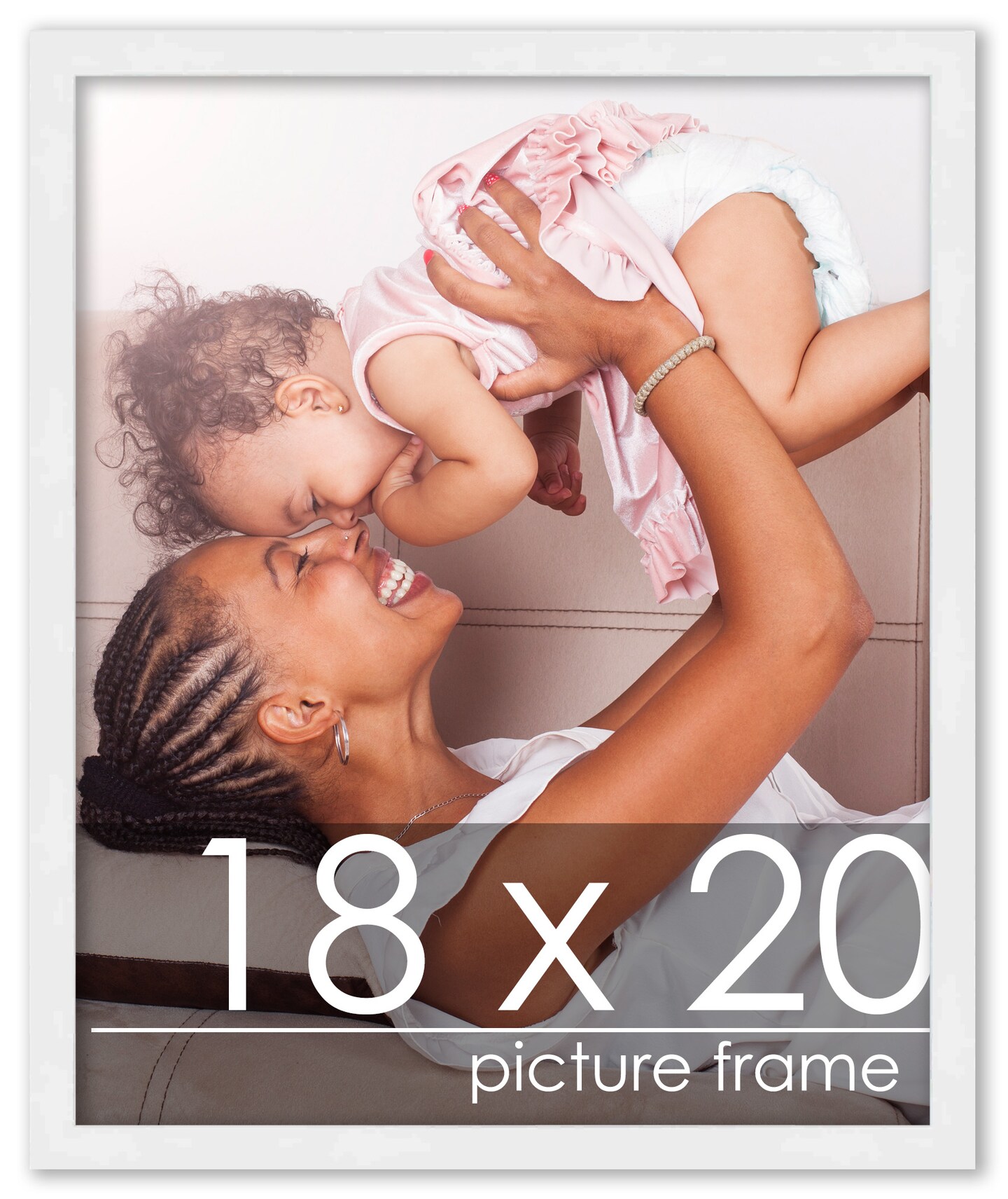 18x20 White Wood Picture Frame - UV Acrylic, Foam Board Backing, Hanging Hardware