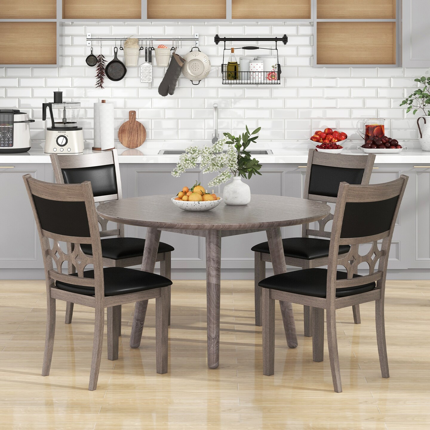 Costway Upholstered Dining Chair Set of 2/4 Armless Chair with Padded Backrest & Seat