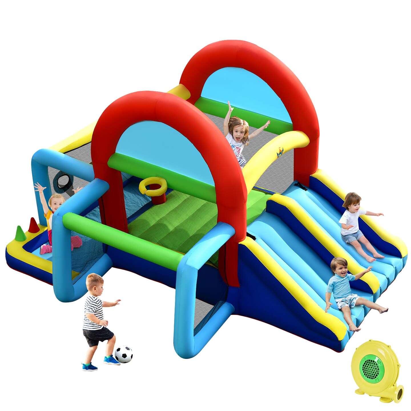 Costway Inflatable Bounce House Kids Bouncy Jumping Castle w/ Dual Slides &#x26; 480W Blower