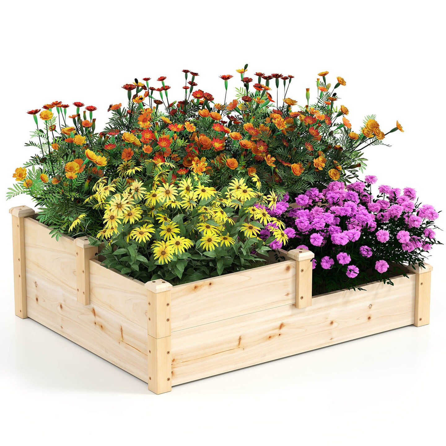 Costway 3-Tier Outdoor Raised Garden Bed Vegetable Planter Box for Patio Lawn Backyard