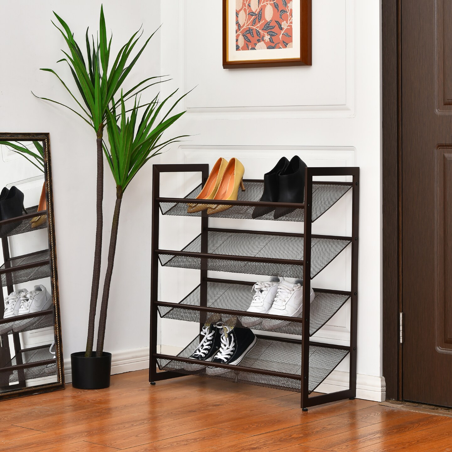 Costway 2-Tier\3-Tier\4-Tier Shoe Rack Adjustable to Flat or Slant Shoe Organizer Holder Stand