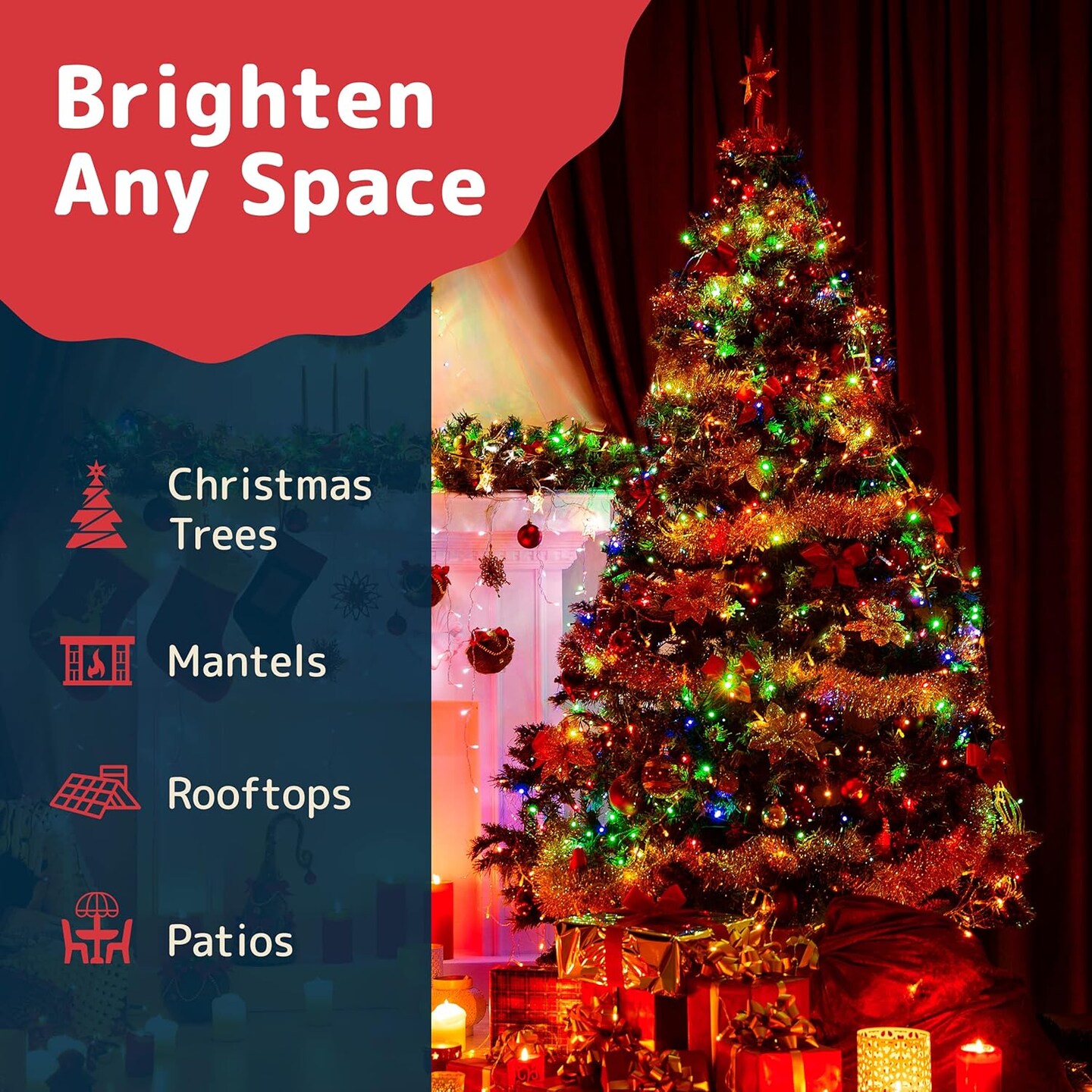 Incandescent Christmas Lights - 100 Multi Color String Lights with Green Wire - Twinkle Holiday Lights for Indoor Christmas Tree Decor - End-to-End Connectable, Includes Extra Bulbs - 20 Feet