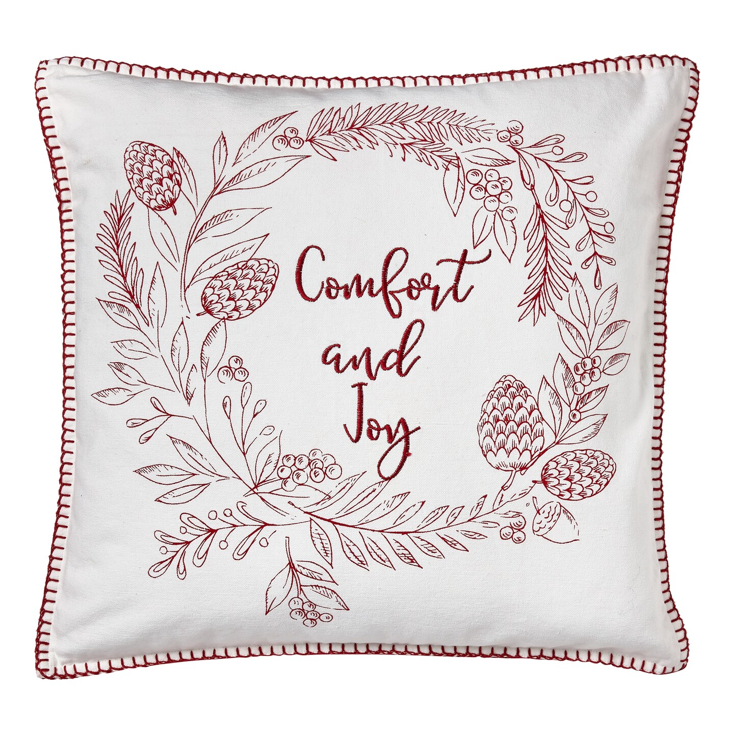 Comfort and Joy White Multi Cotton Throw Pillow - Soft and Cozy Decorative Pillow for Everyday Use - 20x20 inches