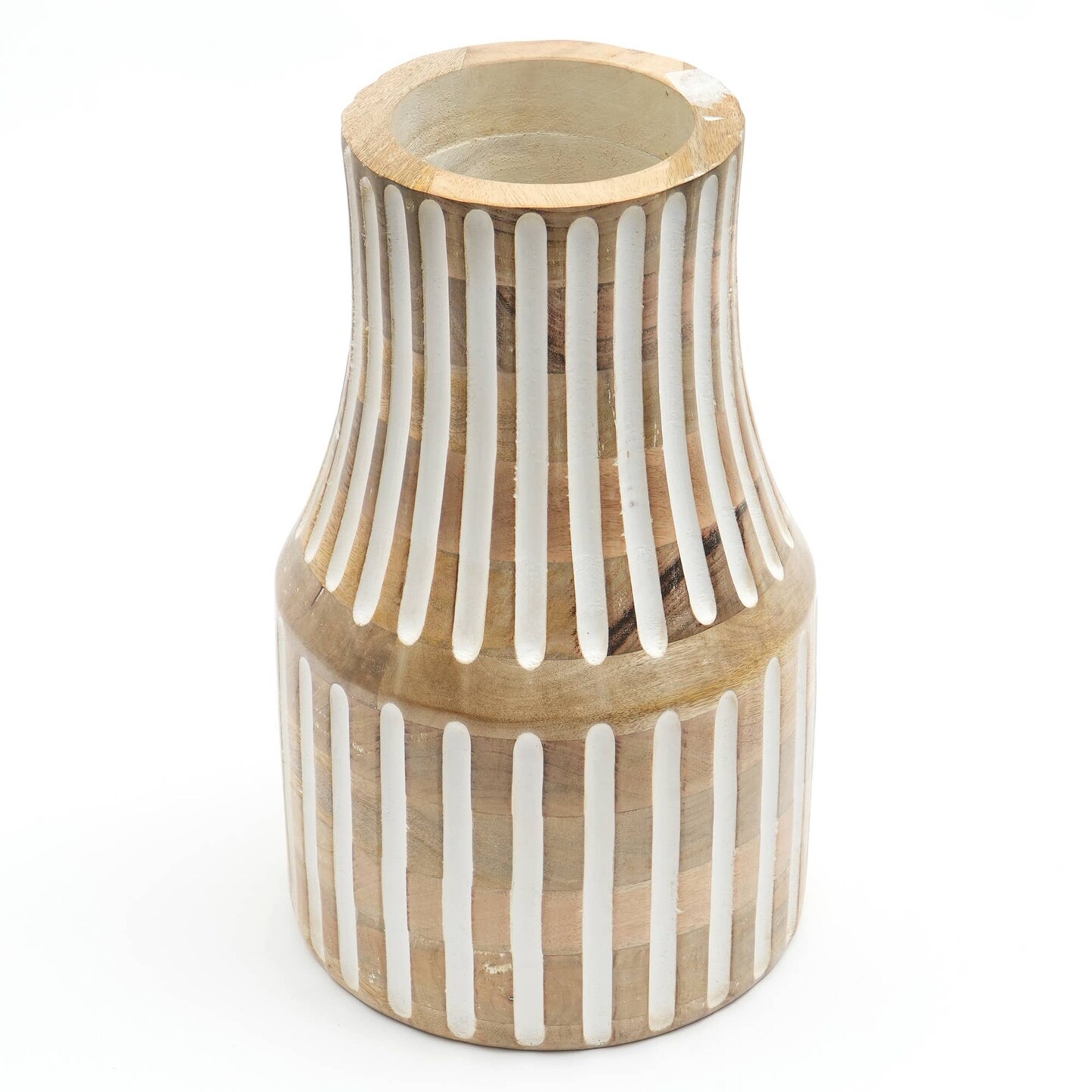Decorative Handcrafted Mango Wood Vase - 9.25&#x22; x 9.25&#x22; X 15&#x22;