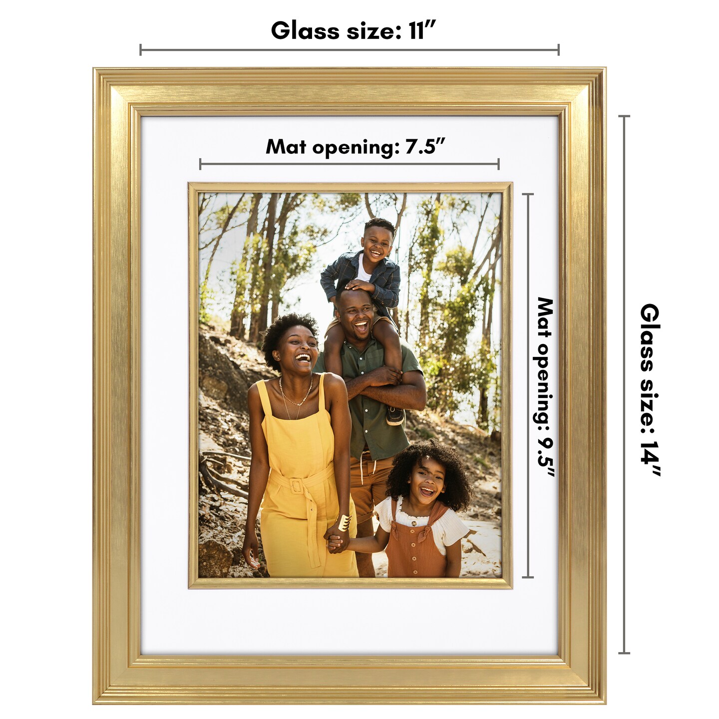 Americanflat 11x14 Picture Frame with Decorative Inner Mat Accent - Use as 8x10 with Mat or 11x14 without the Mat - Statement Frame with Shatter-Resistant Glass