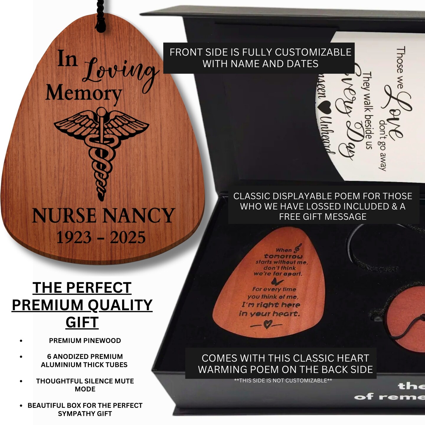 Personalized Doctor Nurse Memorial Wind Chimes Funeral Sympathy
